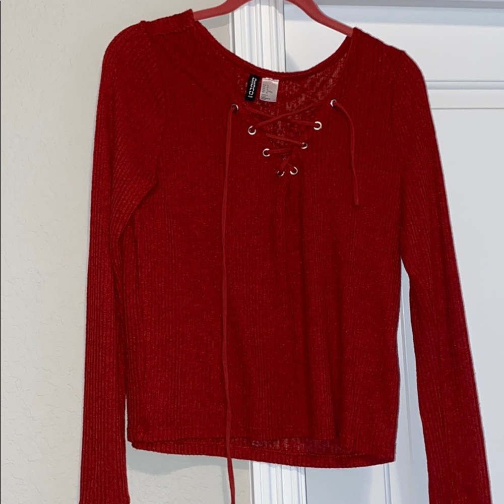 DIVIDED Tie Front Sweater Top